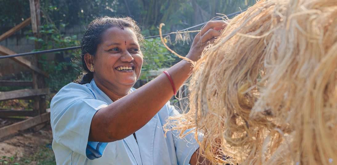 Woman holding banana fibre
